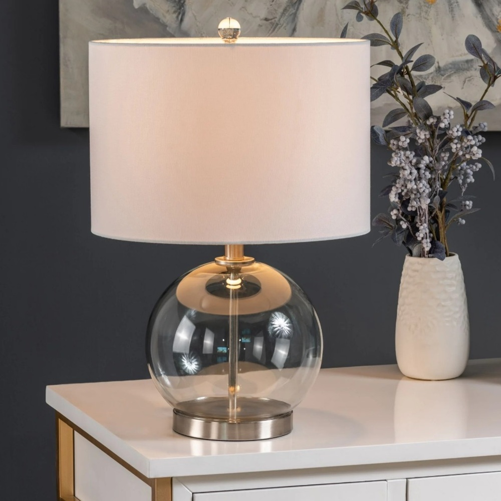 Crestview Collection Glass Table Lamp with Canvas Shade